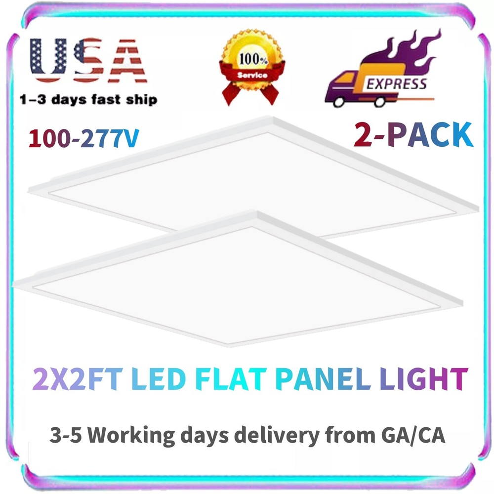 2X2 FT LED Flat Panel Light,45W 5800LM,Dimmable 0-10V Drop Ceiling Light,100-277