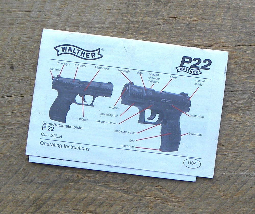 Walther P22 Operating Instructions Manual, Dec 2008