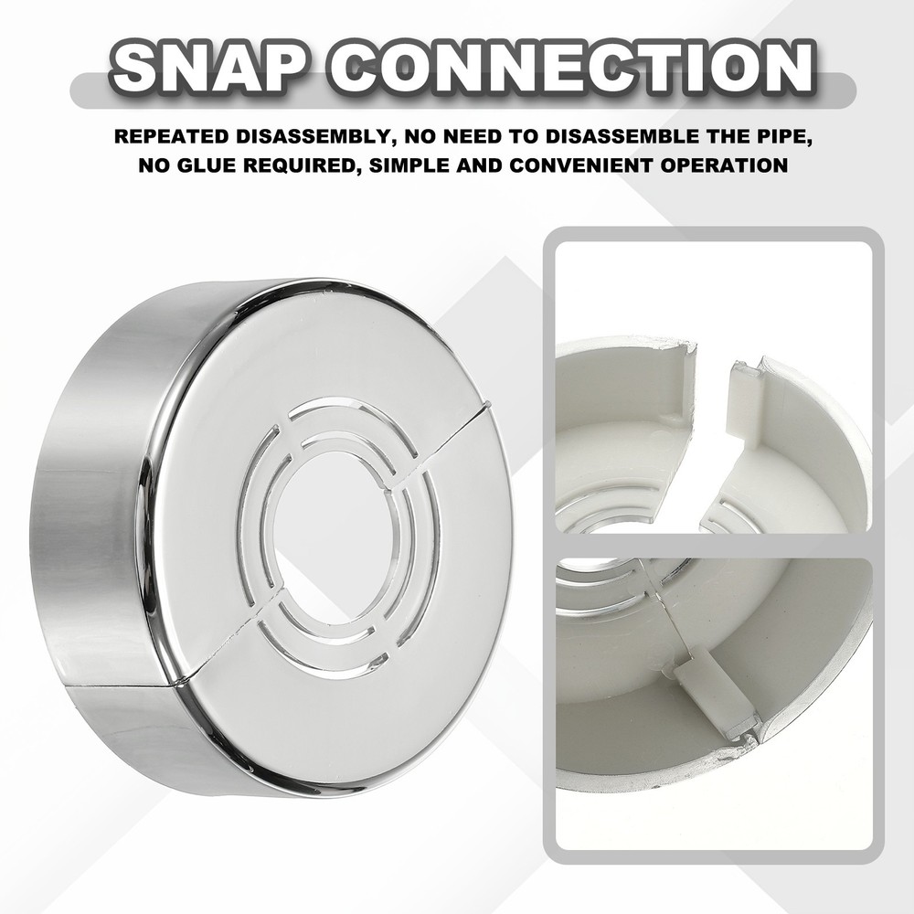 2pcs Wall Split Flange 0.79" Plastic Round Split Flange Pipe Cover, Silver