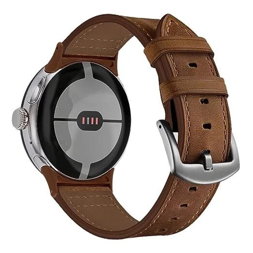 Genuine Leather Band Compatible with Google Pixel Watch 4 41mm #Retro Walnut