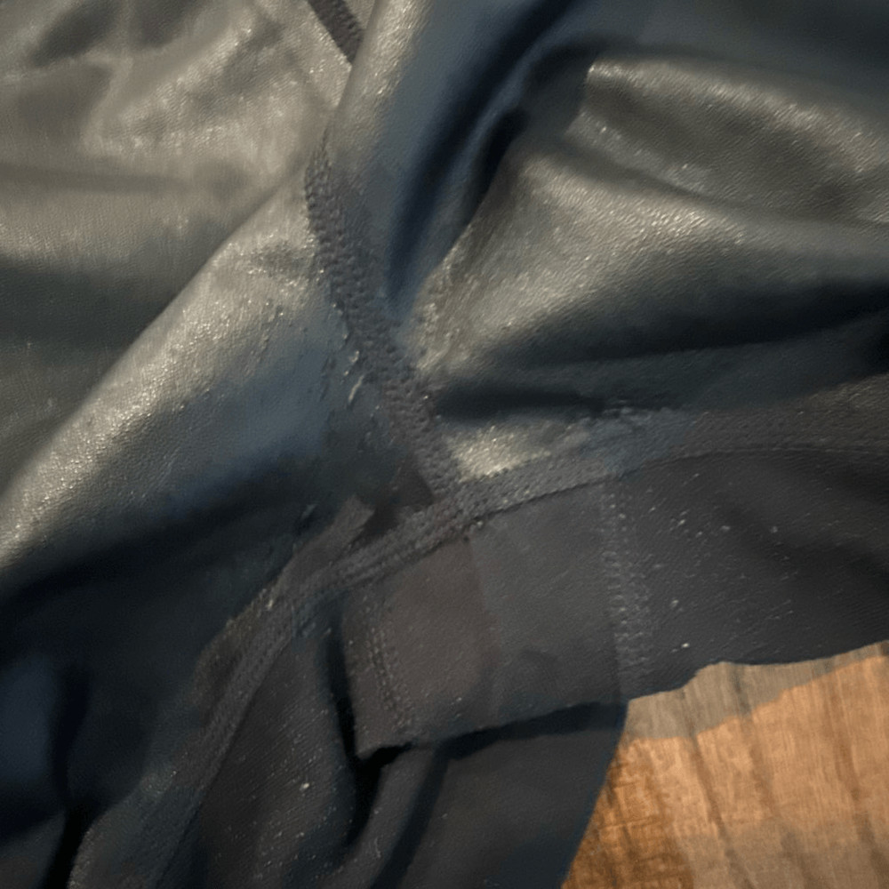 Athleta black faux leather panel front pocket leggings M