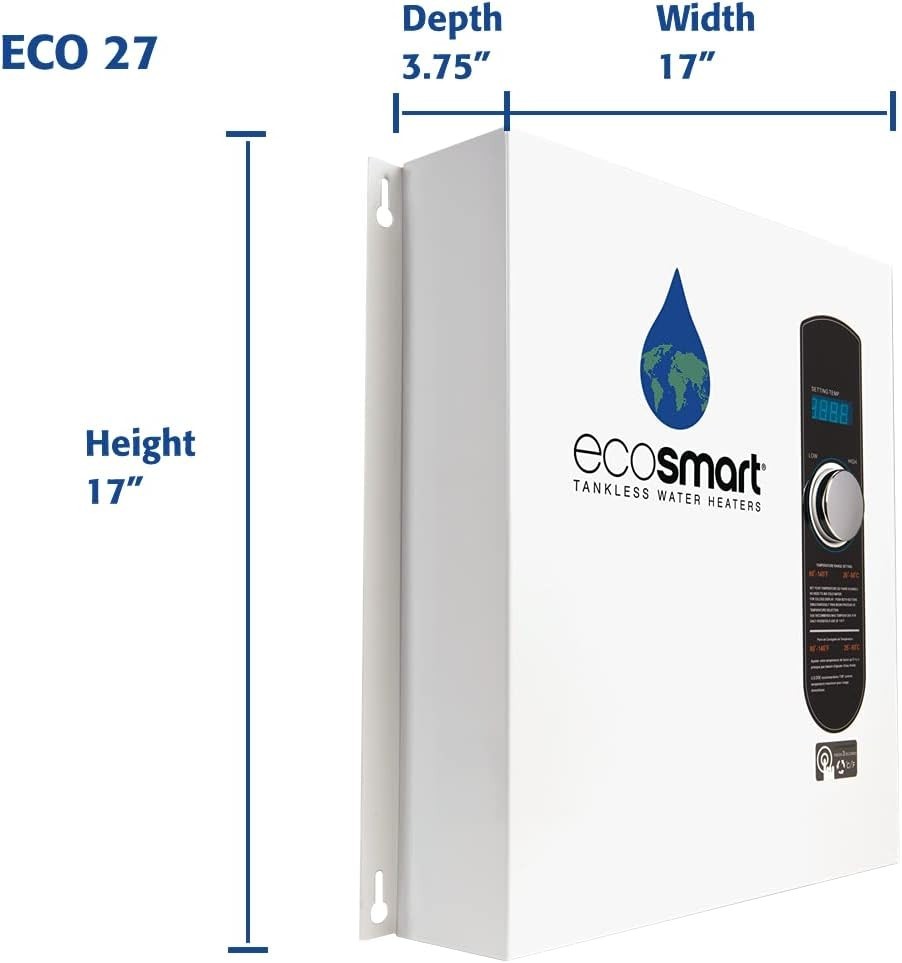 EcoSmart ECO 27 Tankless Water Heater, Electric, 27-kW - Quantity 1, 17 x 17 x 3
