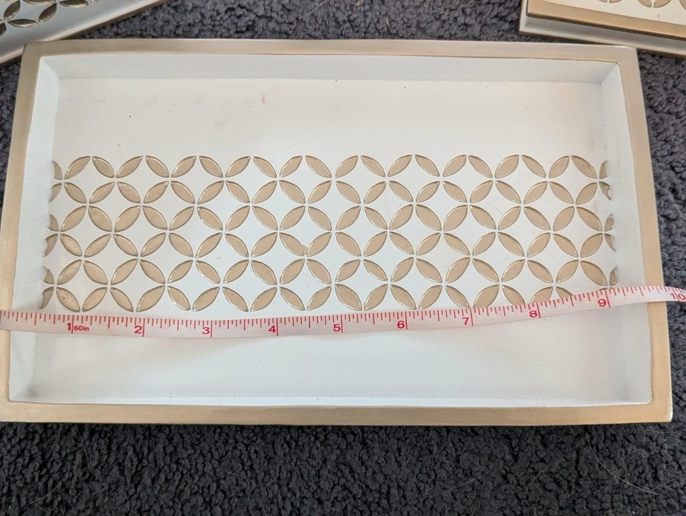 (5) White and gold bathroom accessories