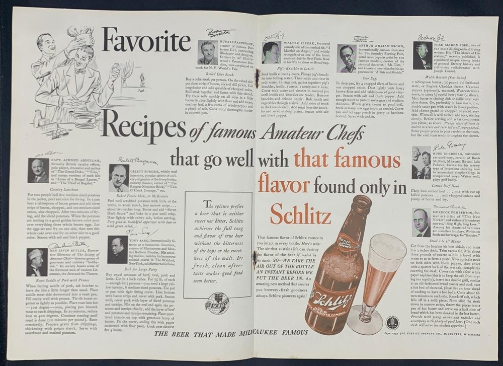 Magazine Ad - 1939 - Schlitz Beer - (two-pages) - (#3)
