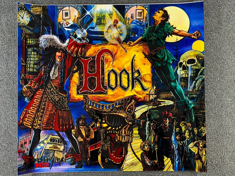 Data East Hook Pinball Machine Game Backglass Translite ORIGINAL NOS