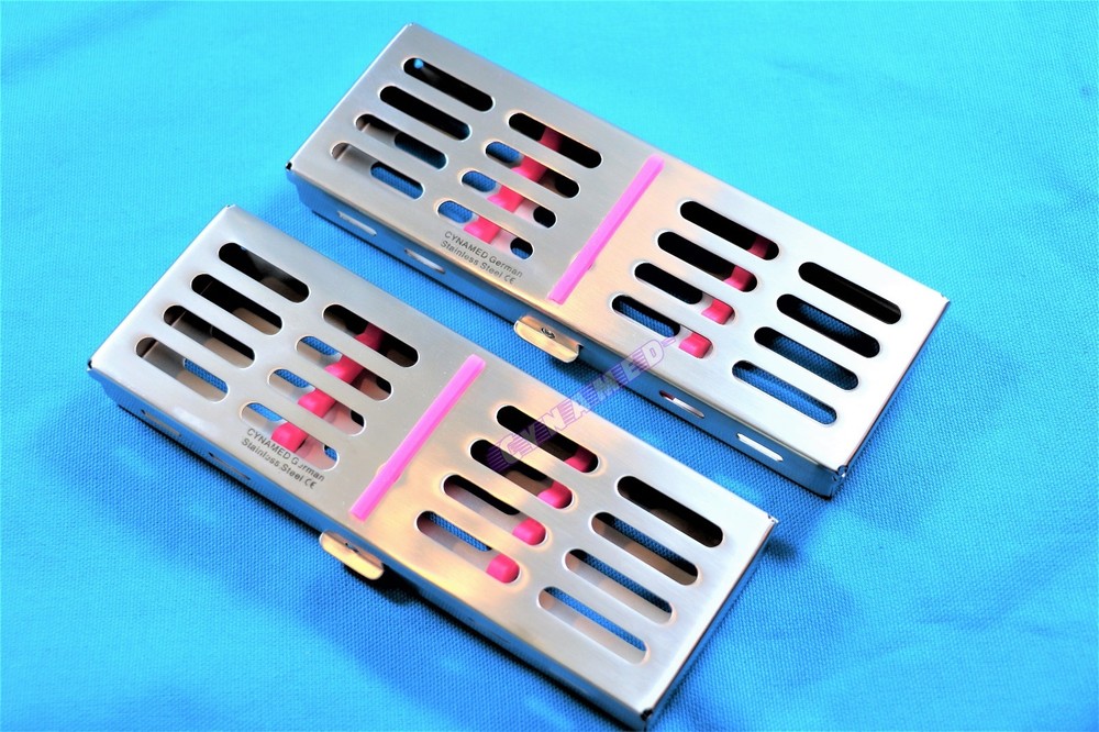 STERILIZATION CASSETTE WITH REMOVABLE SILICONE INSERTS 2PCS HOLDS 5 INSTRUMENTS