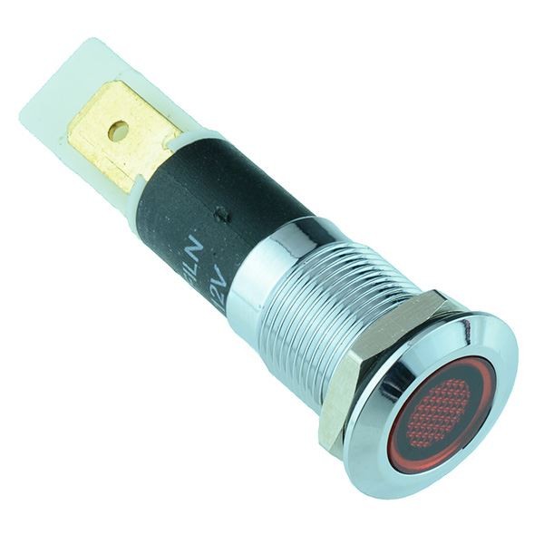 Red LED 12mm Flat Metal Panel Indicator 12V