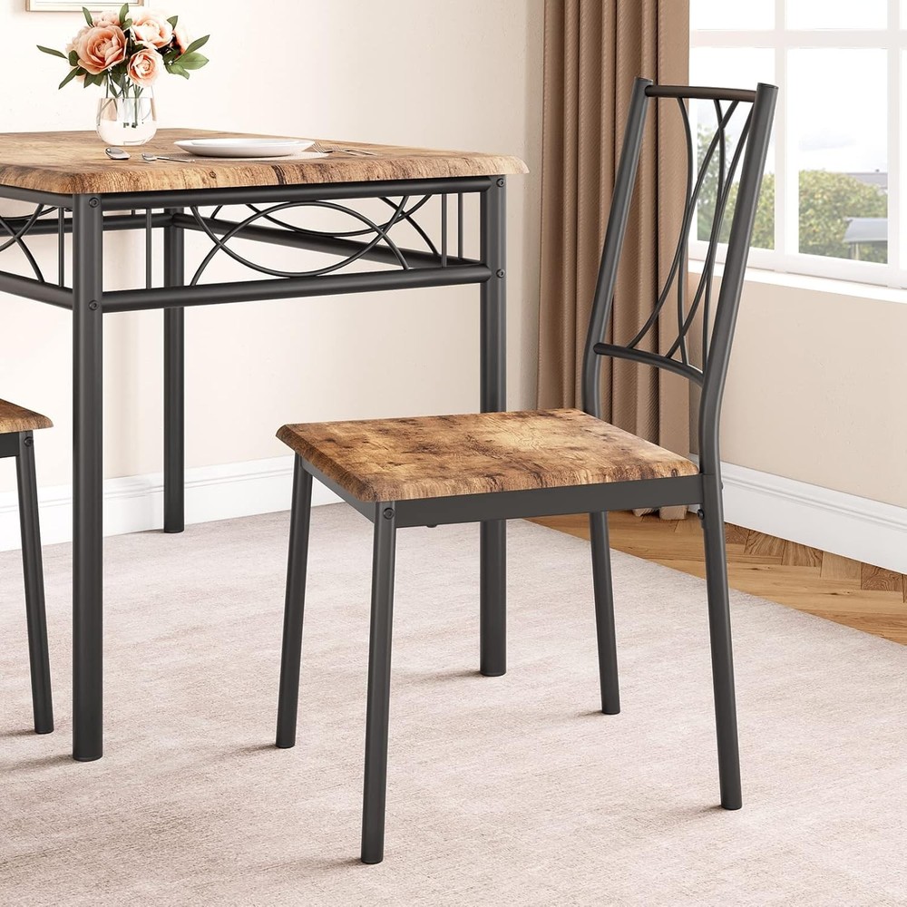 5-Piece Wood Dining Table Set 4 Rectangular Kitchen Table Set W/ 4 Chairs
