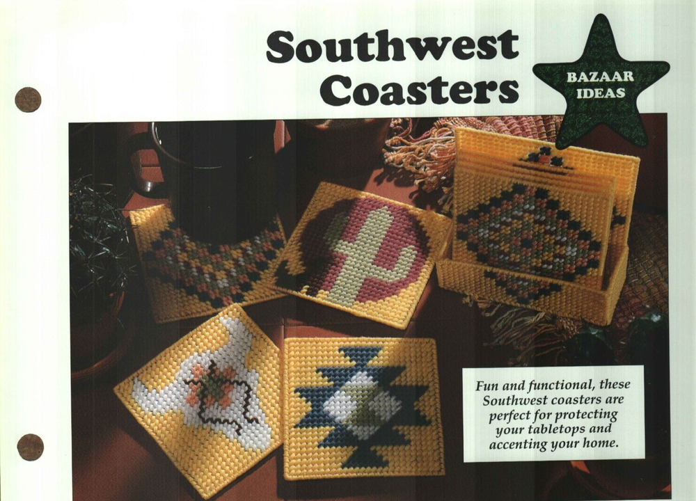 NEW SOUTHWEST COASTERS HOME DECOR PLASTIC CANVAS PATTERN INSTRUCTIONS