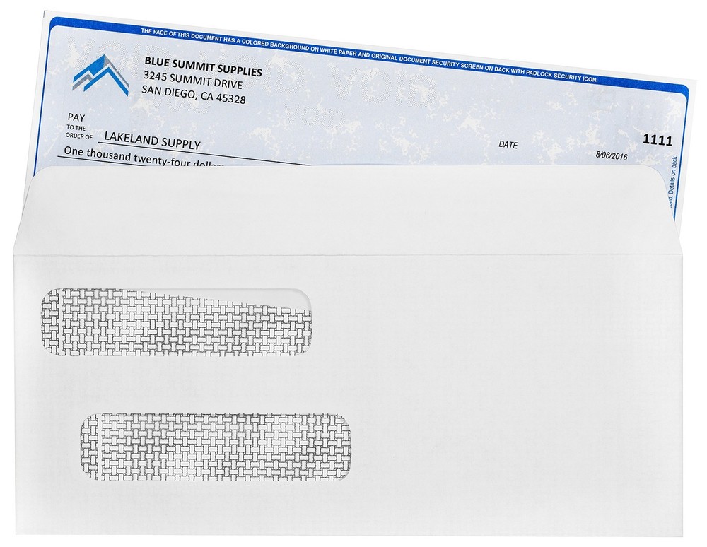 500#8 Self Seal Double Window Security Envelopes Designed 500 Count, White