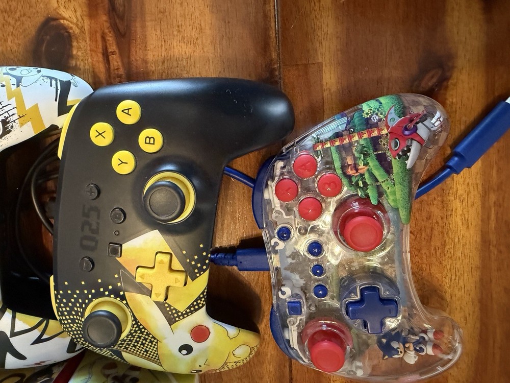 Nintendo Switch Controller Bundle Lot 3x Pokemon Pikachu, Mario & Sonic Wireless