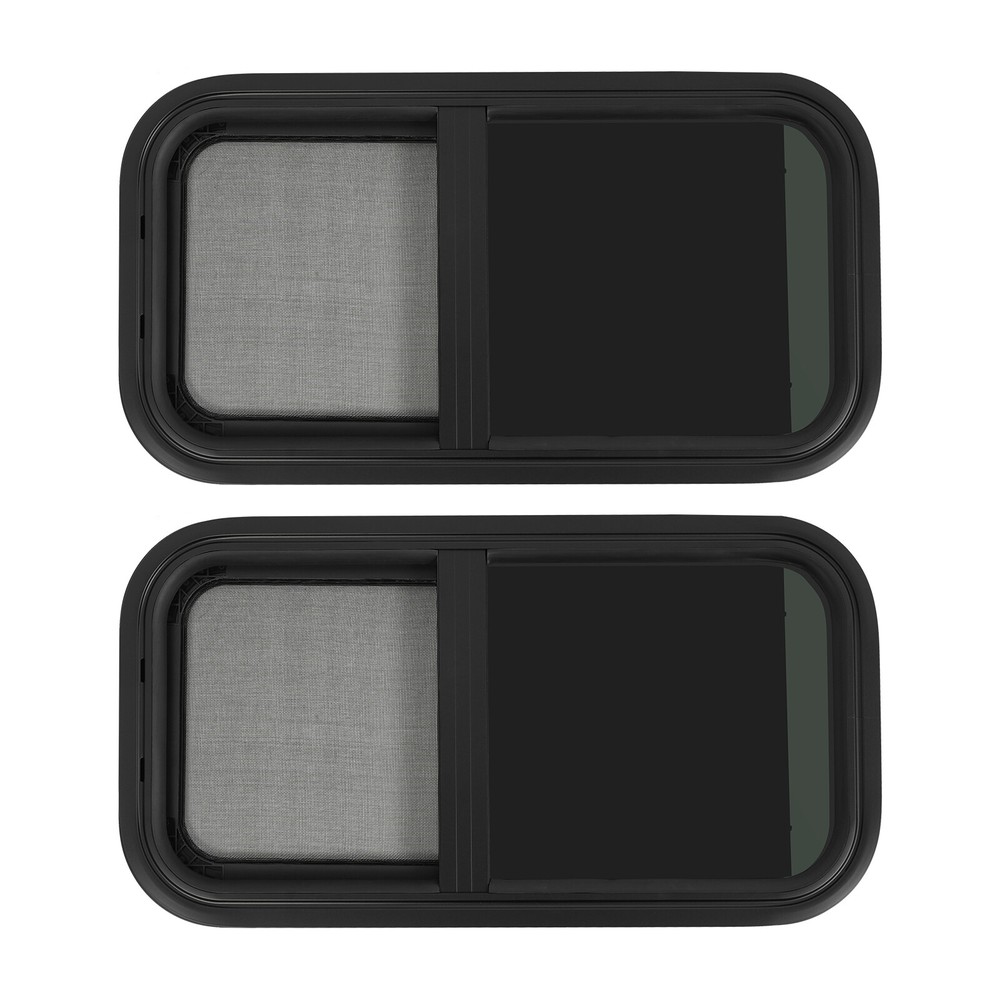 2Pcs RV Window Vertical Slide Window Rectangular Venting Window w/Trim Rings