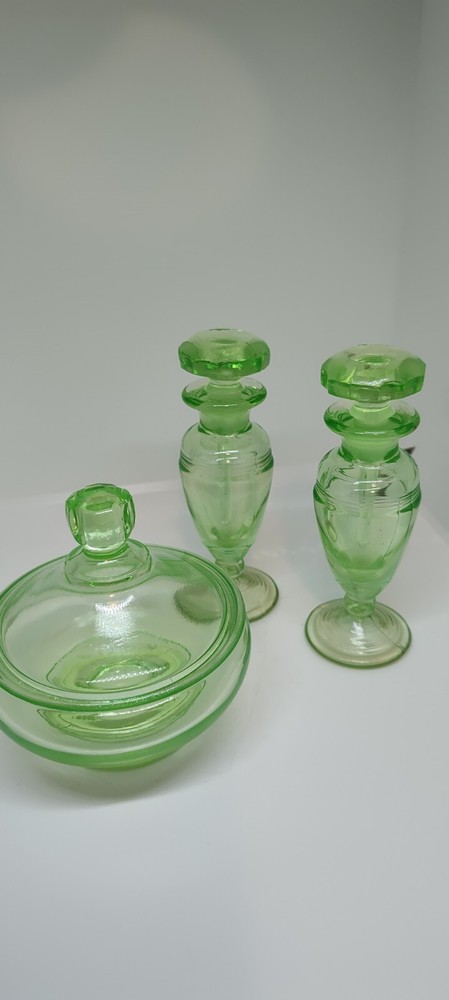 Vintage Vaseline Dresser Set