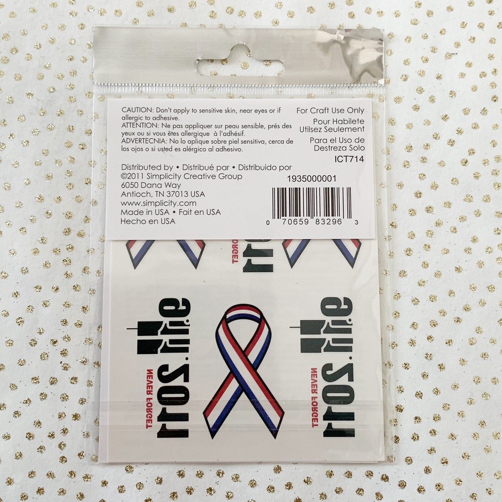 We Remember 9/11 2011 Temporary Face Tattoos 3 Pc Pack