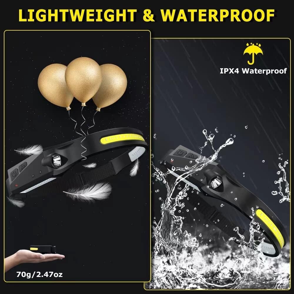 Versatile Camping Headlamp Set - 3 Rechargeable LED Lights with 5 Lighting Modes