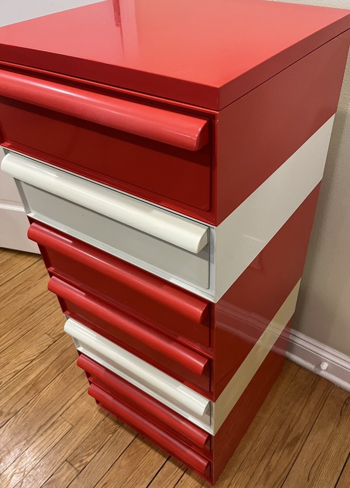 MID CENTURY KARTELL SPACE AGE PLASTIC 7 Stacking DRAWER Program SIMON FUSSEL