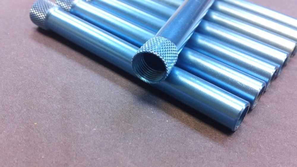 3-1/2" ALUMINUM REPLACEMENT DOWNSTEMS (8) ANODIZED BLUE FEMALE THREADING