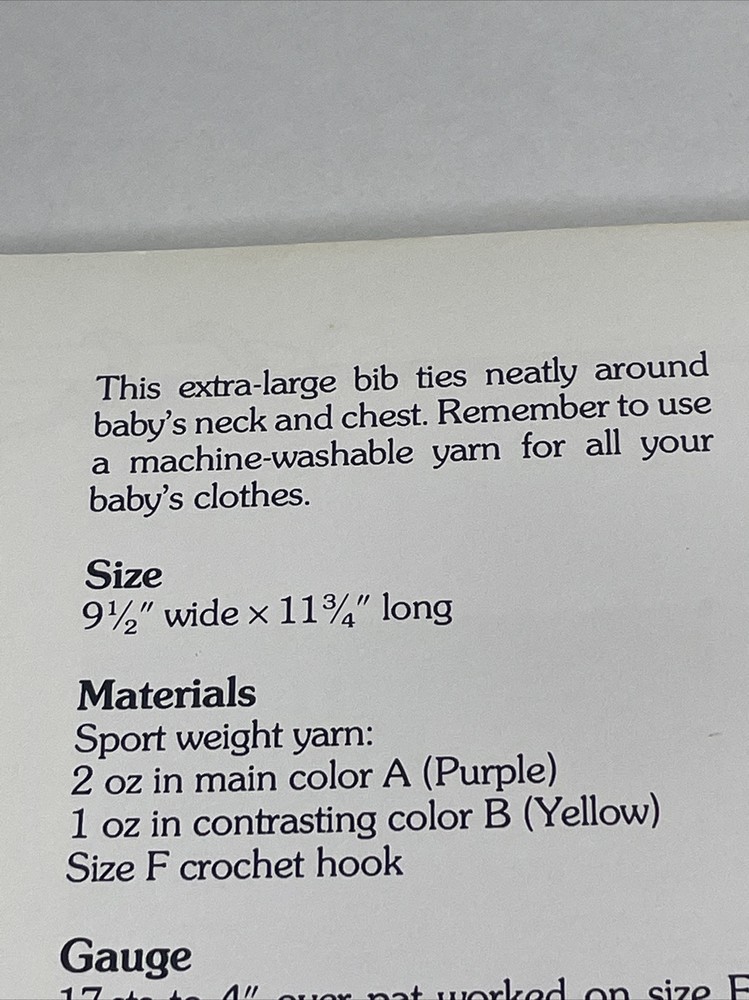 Baby's Bib Crochet Pattern Marshall Cavendish