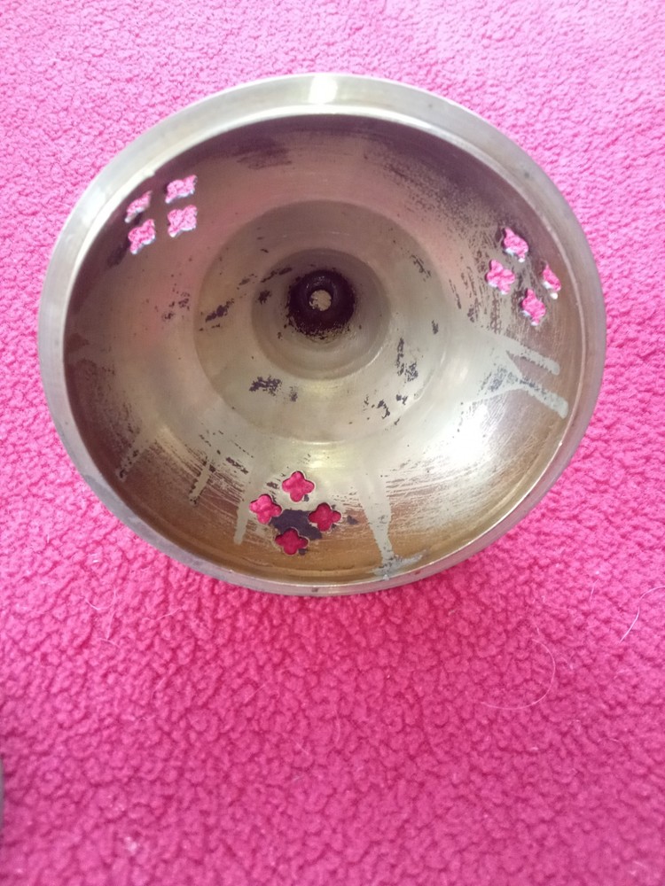 1970's Solid Brass SARNARRASS INDIA Pierced Lid Incense Burner Censer Boho Decor