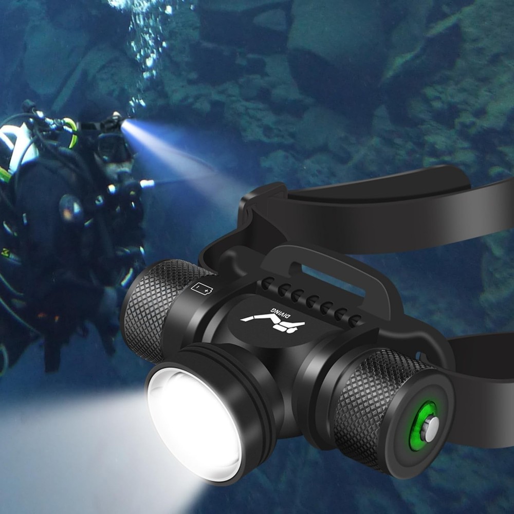 WINDFIRE Scuba Diving Light, Long Range Diving Flashlight Headlamp, 5 Modes D...