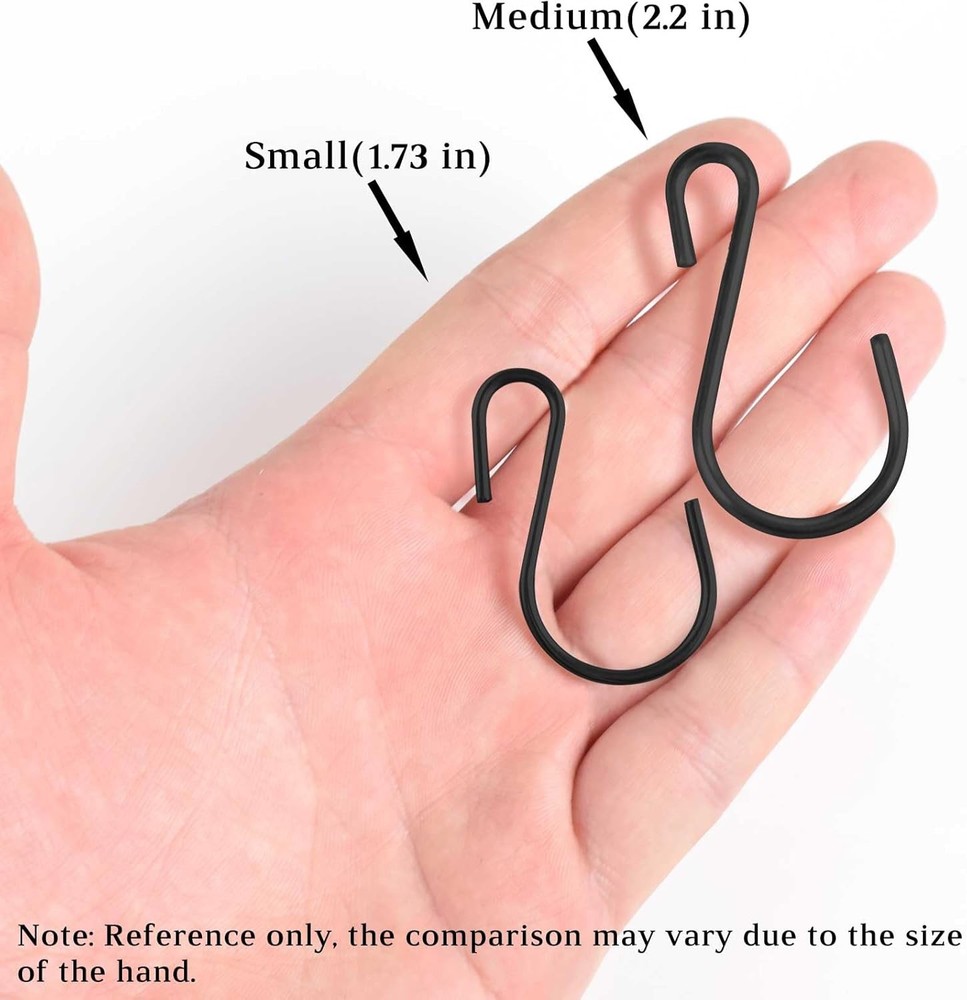 S Hooks for Hanging Plants, Clothes, 20 Pack Black S Shaped 20 Pack,
