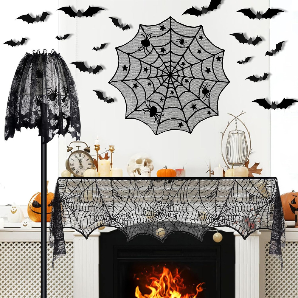 5Pack Halloween Decorations Indoor Halloween Spider Web Tablecloth
