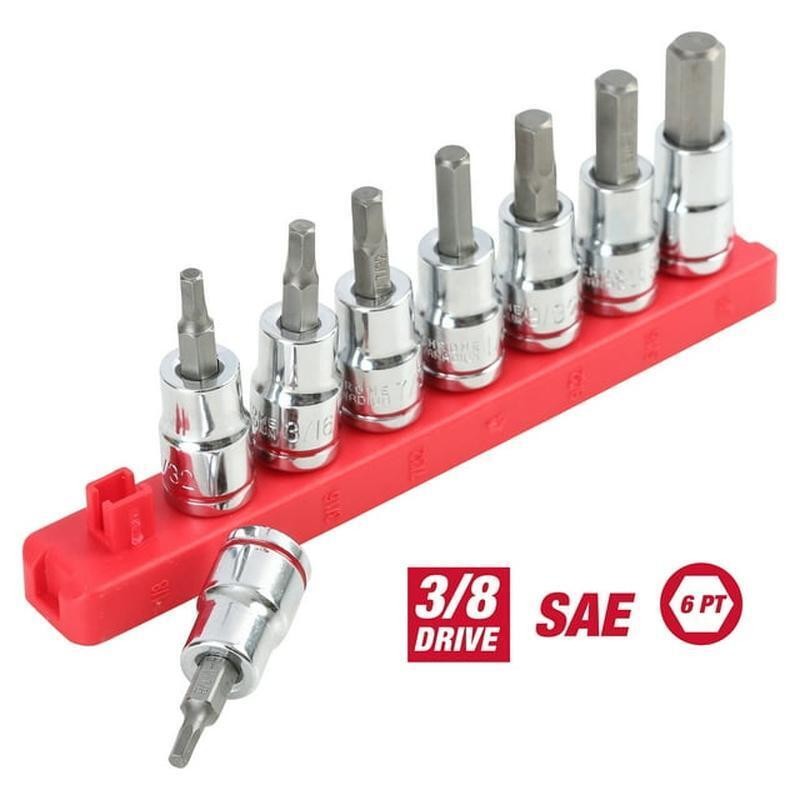 3/8in Drive 9-Piece Durable Chrome Vanadium Hex Socket Set Tool Kit New