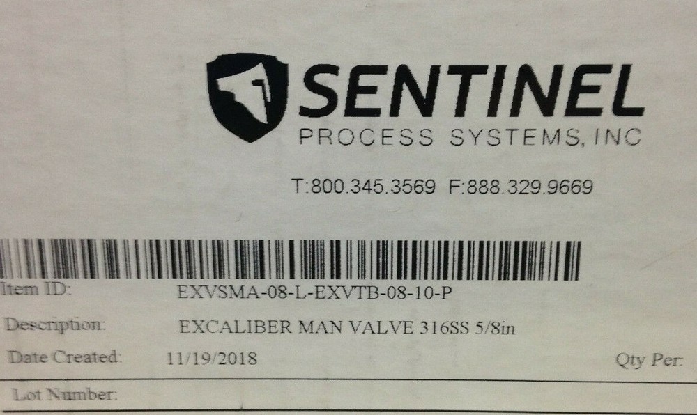 Excaliber 5/8 " Single Use Valve (New)