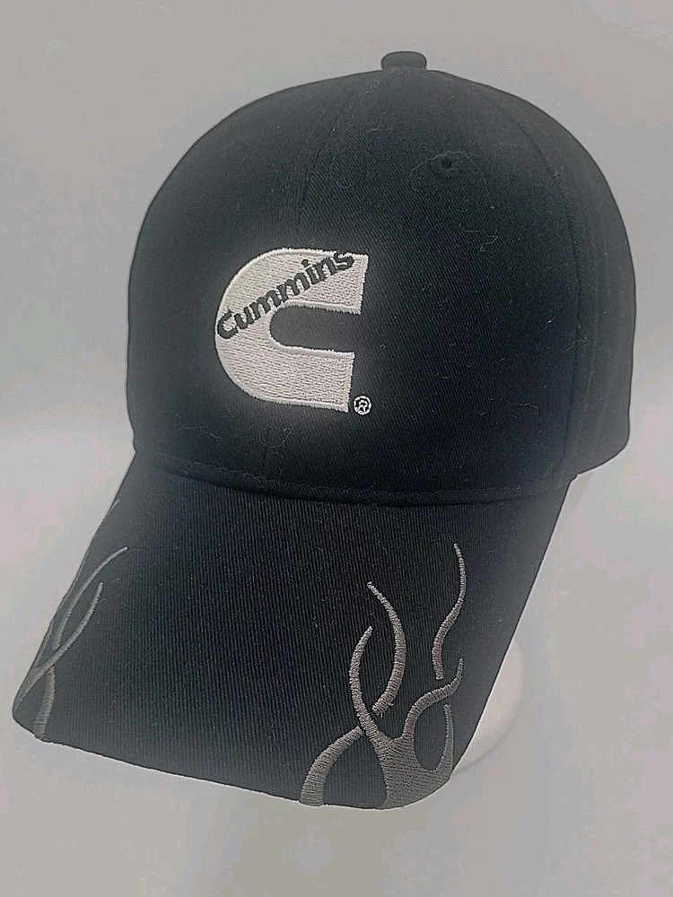 Cummins Black Flame Strapback Cap Embroidered Logo Hat OS