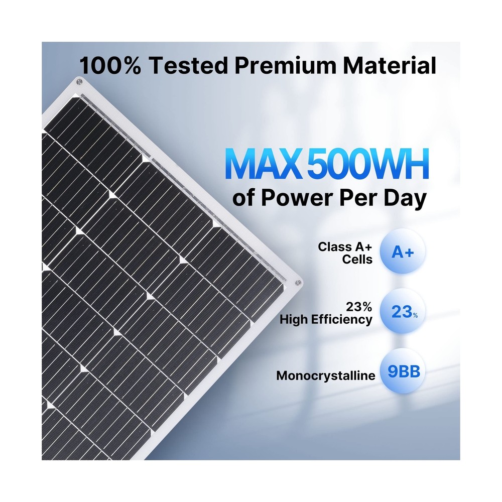 2PCS 100W 12V Flexible Solar Panel 9BB Monocrystalline Cell 12 Volt Semi-Flex...