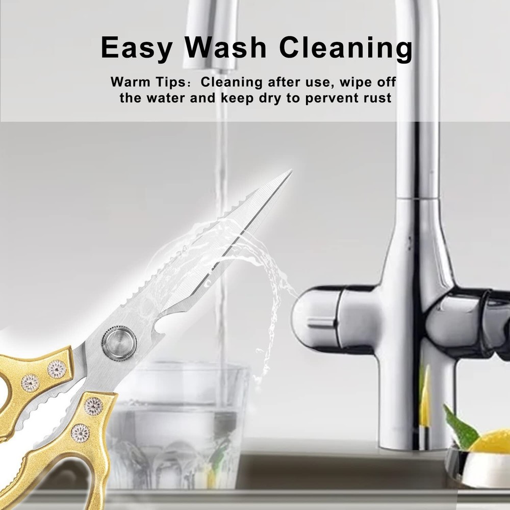 Kitchen Scissors, Heavy Duty Sharp Kitchen Shears Dishwasher Safe,Gold Kitche...