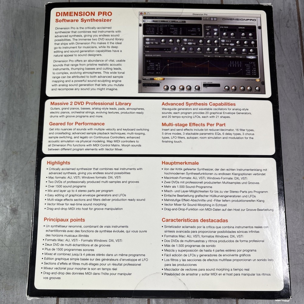 Cakewalk Dimension Pro Multiple Filter Mac & PC Software Virtual Synthesizer