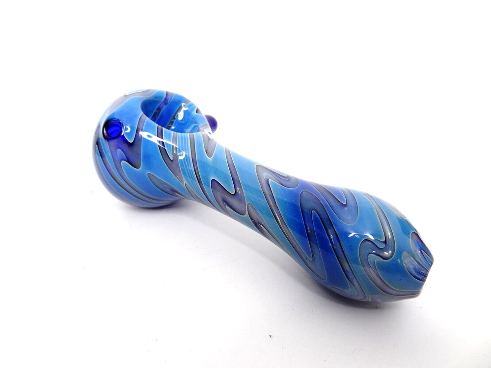 Heady Pattern Glass Hand Pipe – Unique Blue Color Pattern