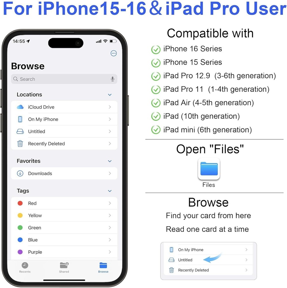 SD Card Adapter Reader for iPhone iPad USB MicroSD Memory Camera Transfer