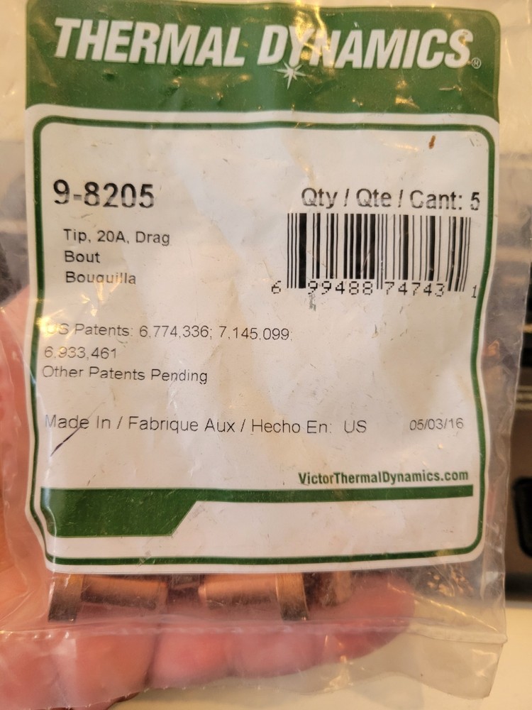 THERMAL DYNAMICS 9-8205 PLASMA TIP 20A 5/PKG