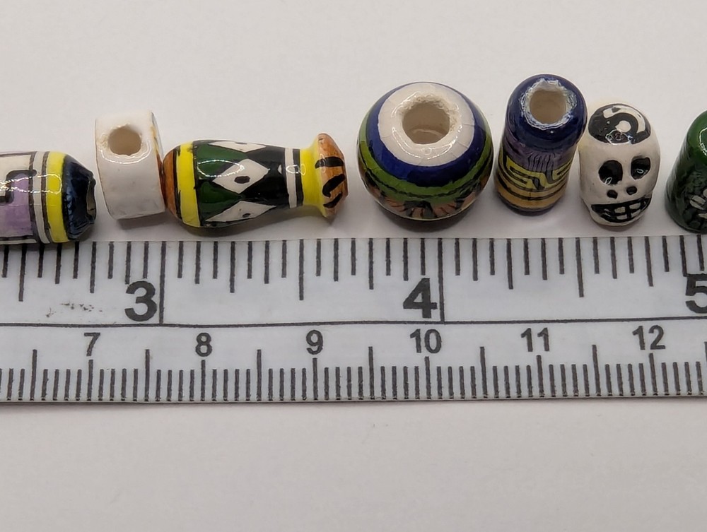 100 Hand Painted Vintage Mixed Ceramic Peruvian Inca Loose Beads. Same 100 Beads
