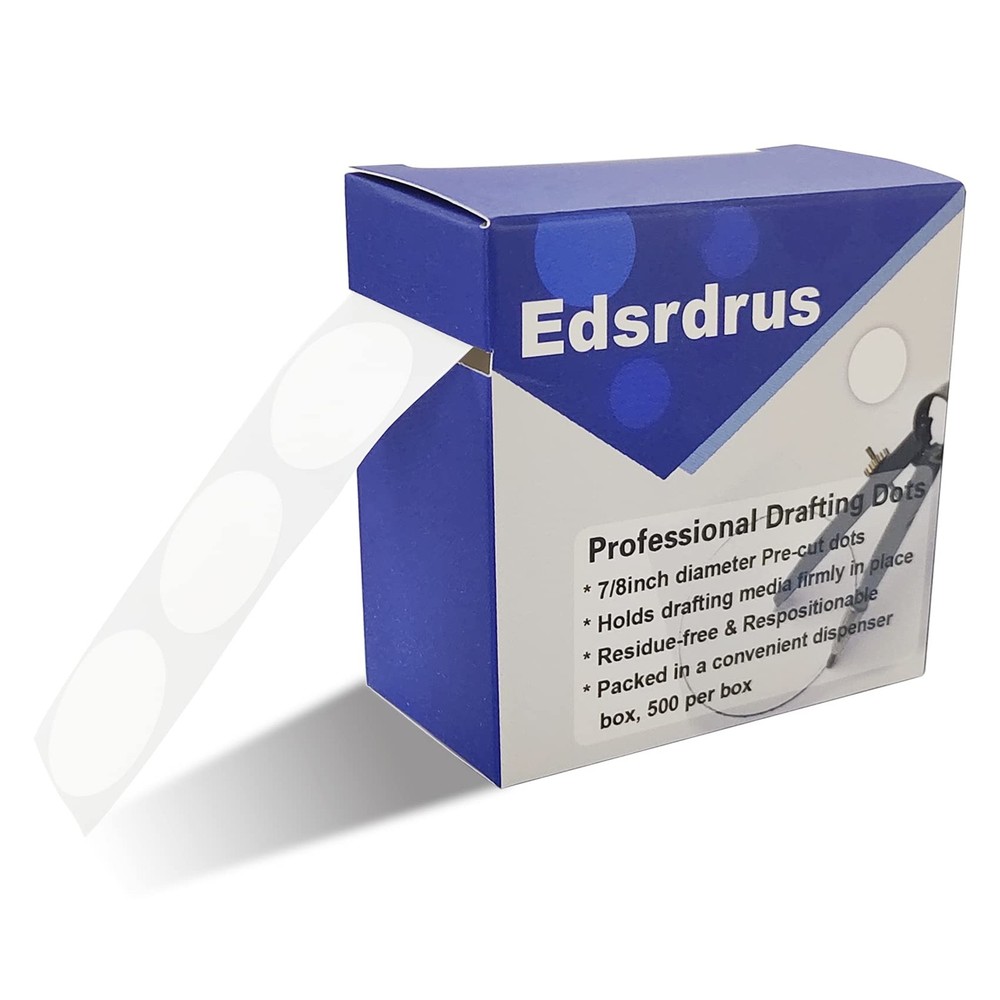 EDSRDRUS Professional Blank Drafting Dots 7/8” Diameter, 1 pack, White(blank)