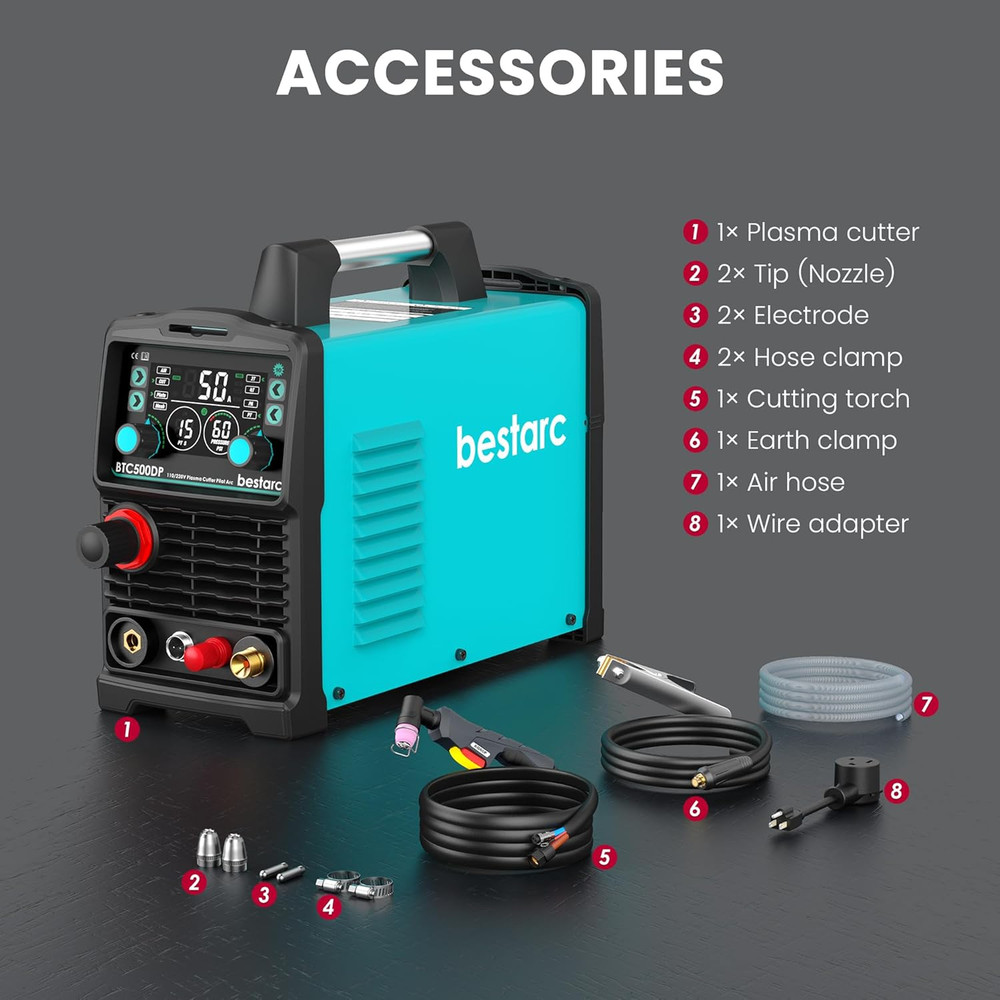 Pilot Arc Plasma Cutter, [Large LED Display][Air Sensor] 50A Plasma Cutter Machi