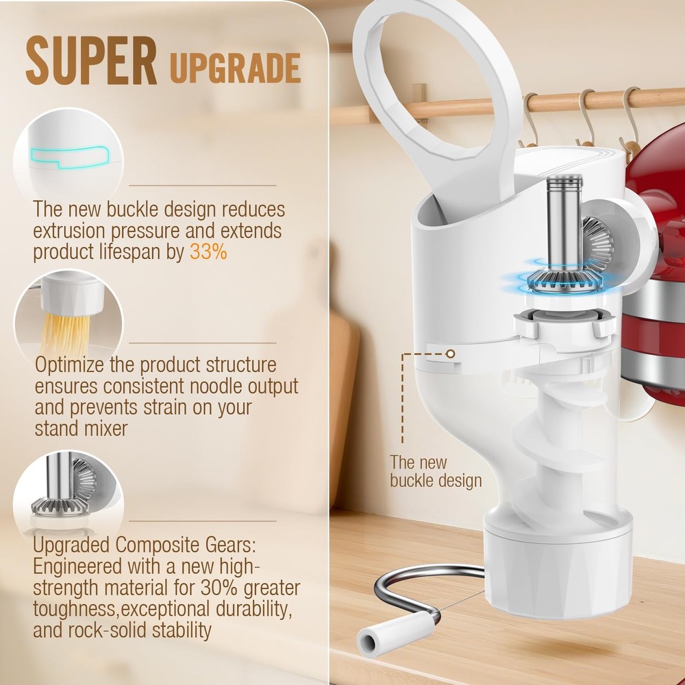 Gourmet Pasta Press Attachment for KitchenAid Stand Mixers – 7 Interchangeabl...