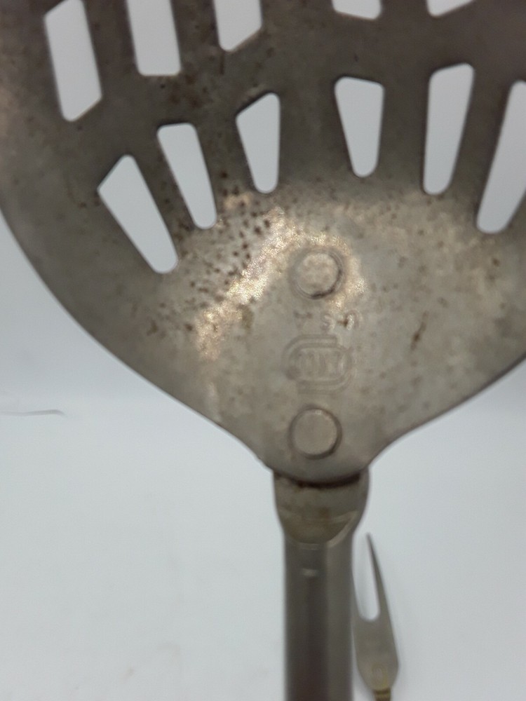 Vintage EKCO Slotted Spoon and Serving Fork Gold Plastic Handle