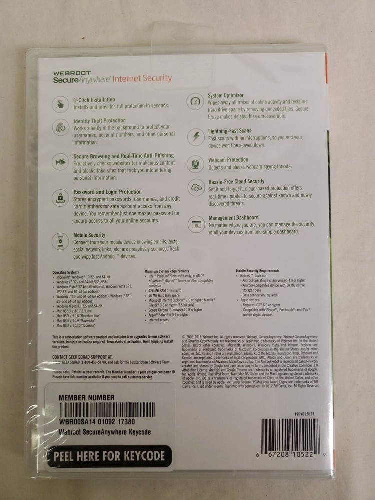 Webroot Secure Anywhere Internet Security 3 Devices for PC/MAC/Mobile NEW/SEALED