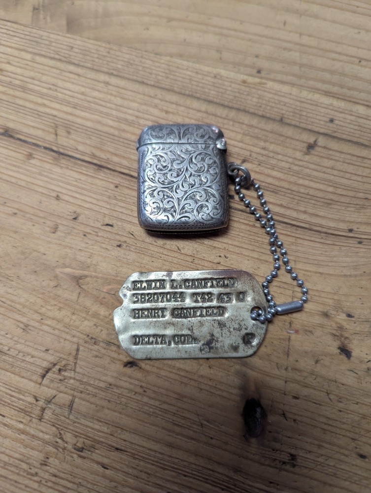 Vesta Lighter Solid Silver Birm  1936 Military Ties As Shown