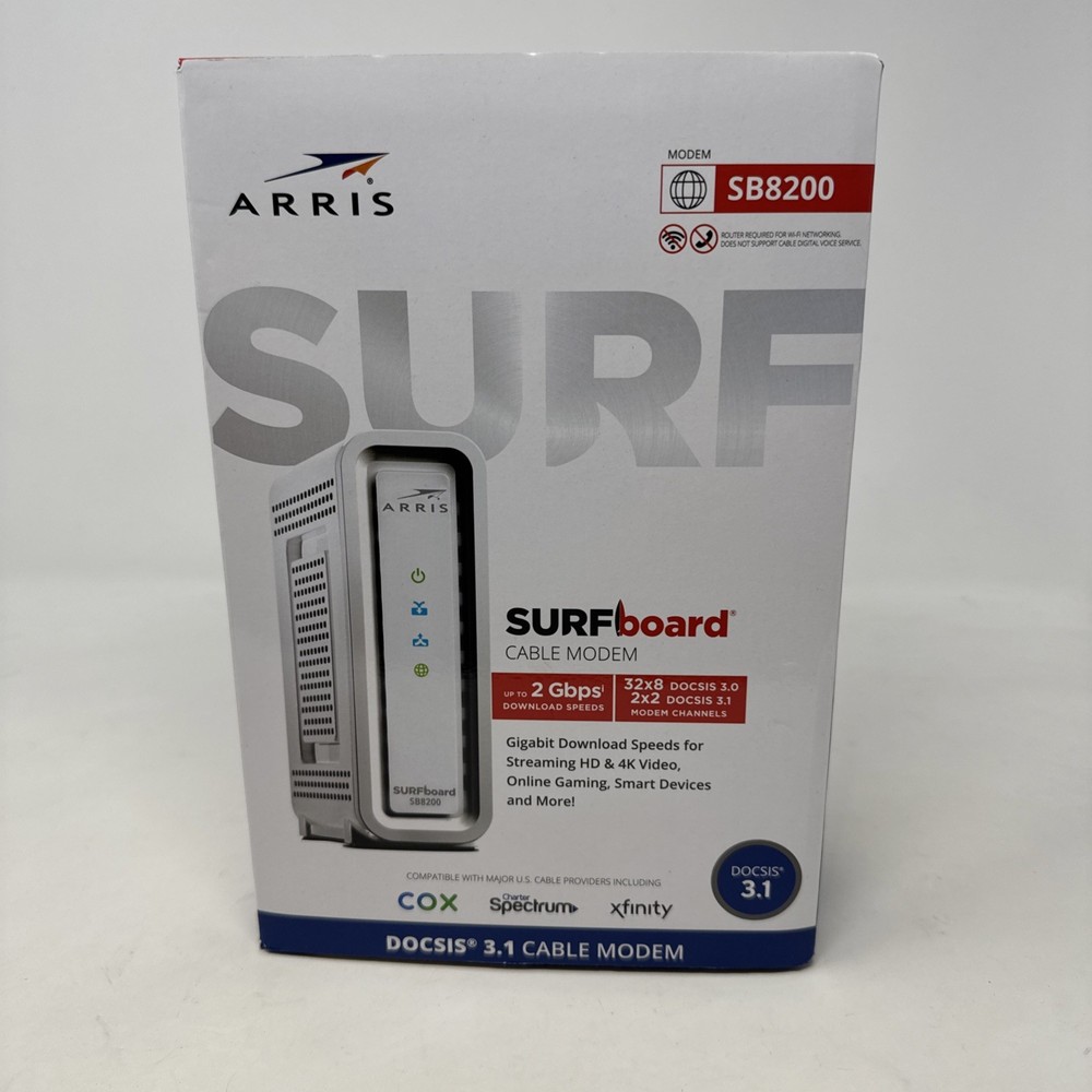 Working Arris SurfBoard SB8200 Cable Modem with Box Docsis 3.1