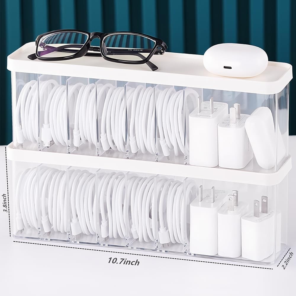 Versatile 2-Pack Cord Storage Organizer – Keep Your Cables Dust-Free