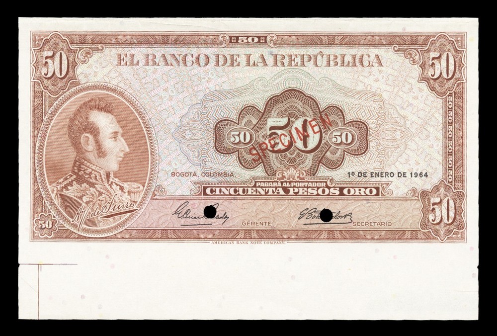 Colombia P402bs, Specimen Banknote.