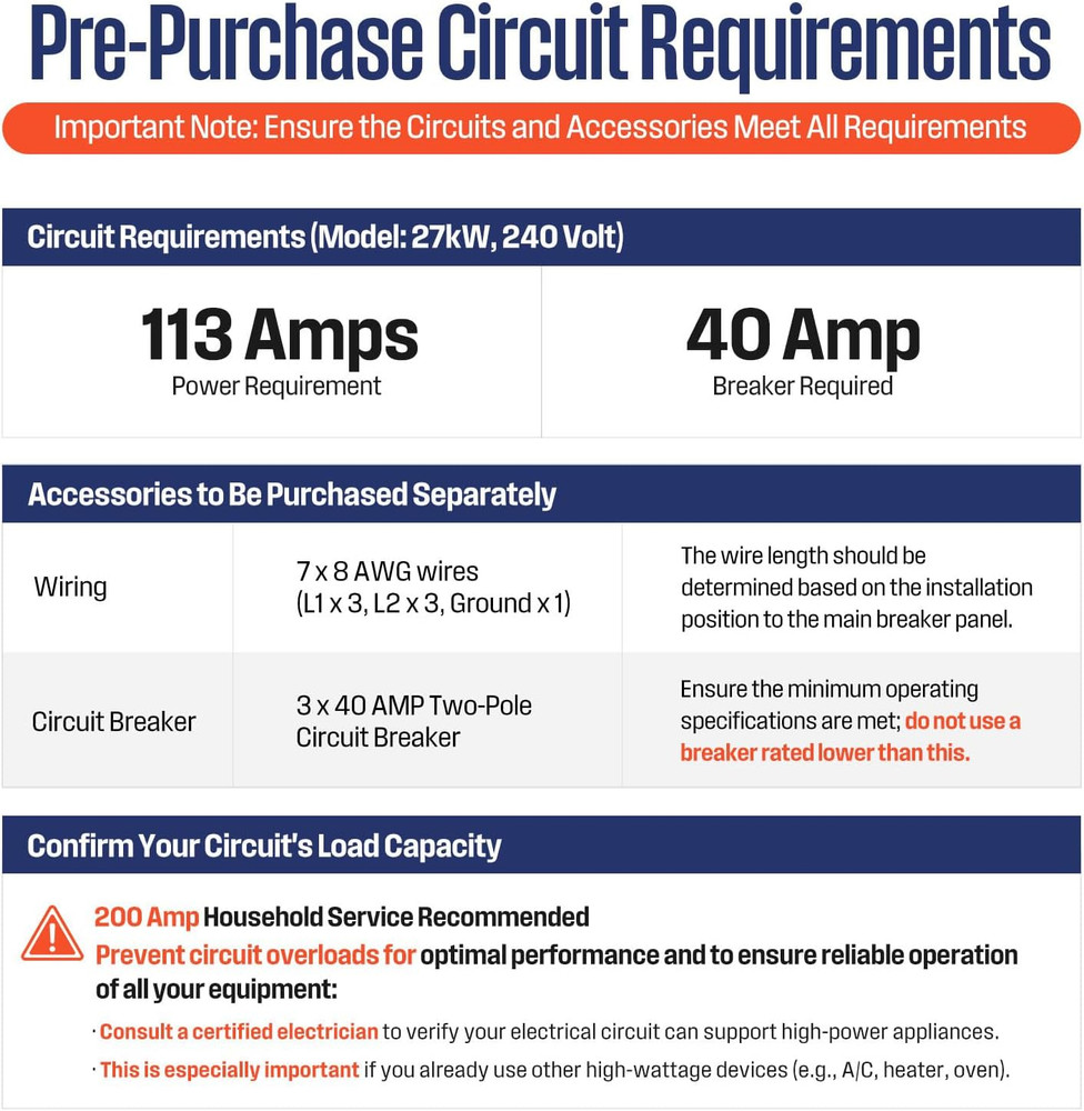 Westinghouse 27Kw 240V Tankless Water Heater Electric, Instant Hot Water Heater,