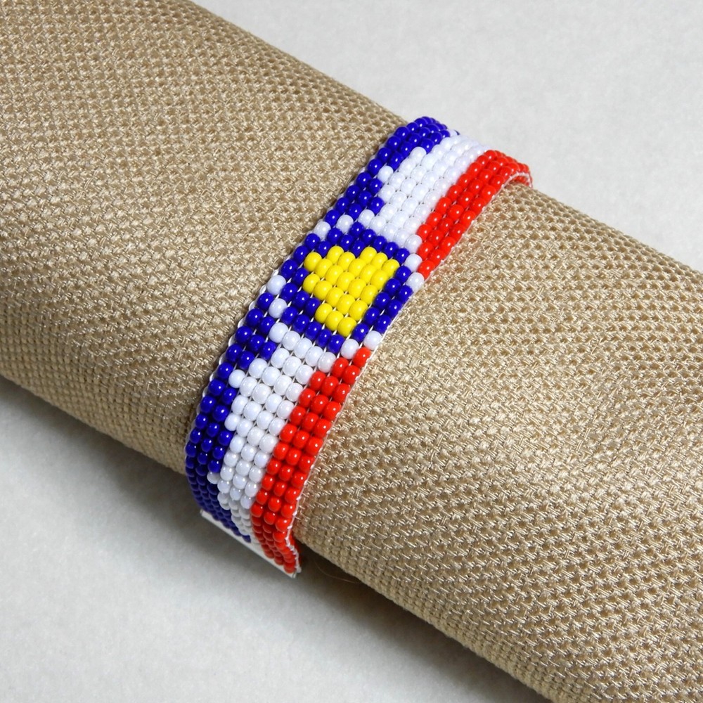 Utah state flag bead bracelet, handmade, adjustable length, beehive state