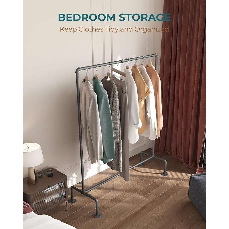 Industrial Pipe Clothes Rack Freestanding Organizer Easy Assembly Storage New