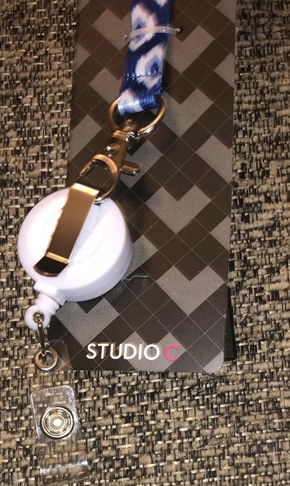 Studio C Patterned Ribbon ID Lanyard with Attached Retractable Badge Reel