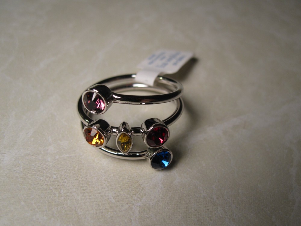 Lia Sophia Roll Call Cut Crystals Ring - Size 6